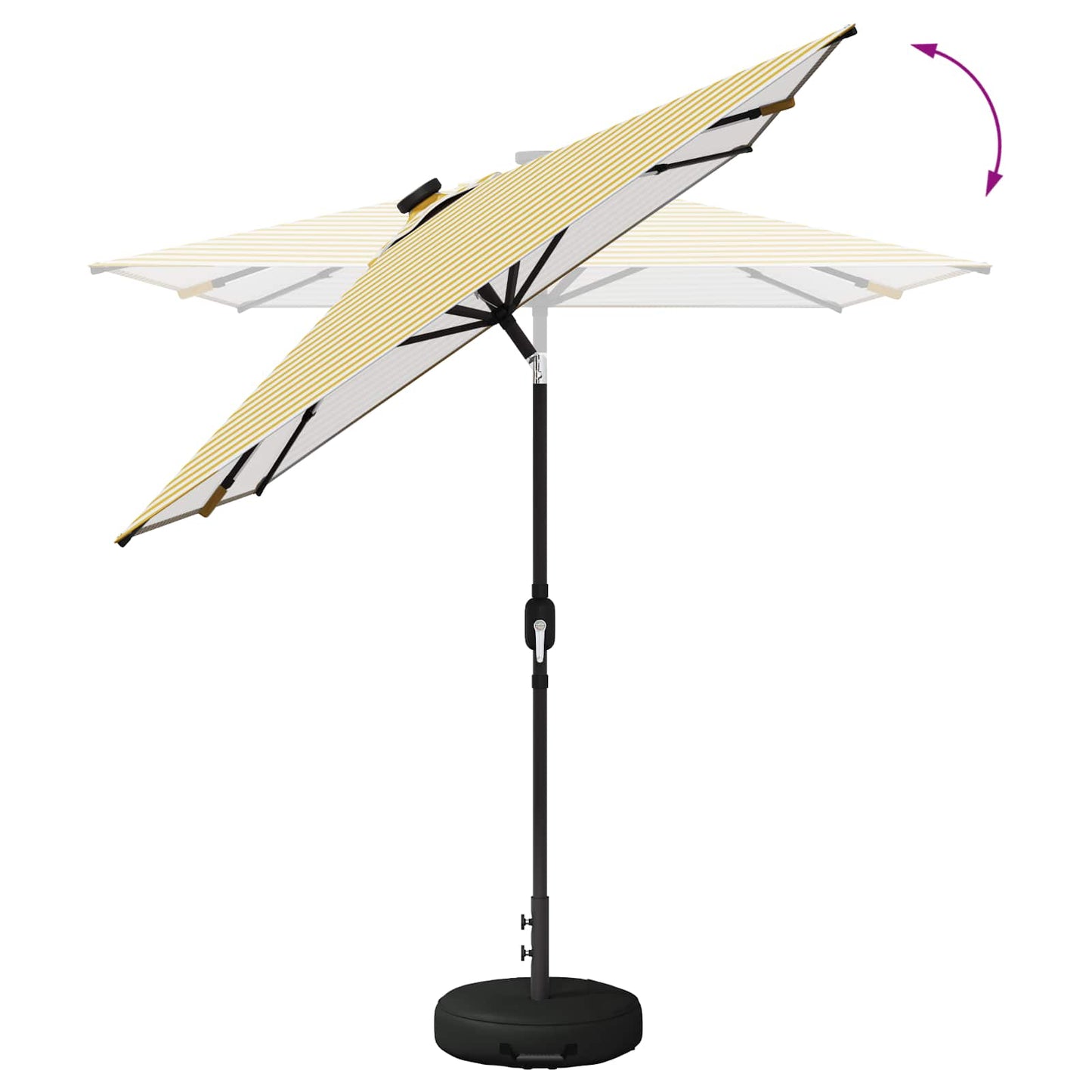 Hageparasol med LED-lamper og fot 200 x 300 cm Polyester