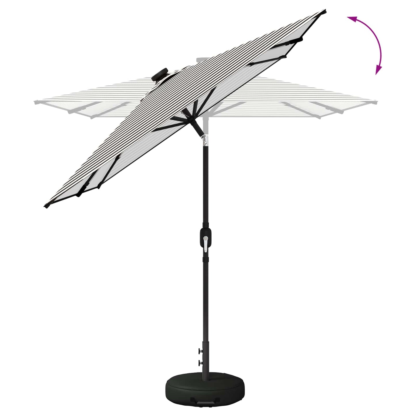 Hageparasol med LED-lamper og fot 200 x 300 cm Polyester