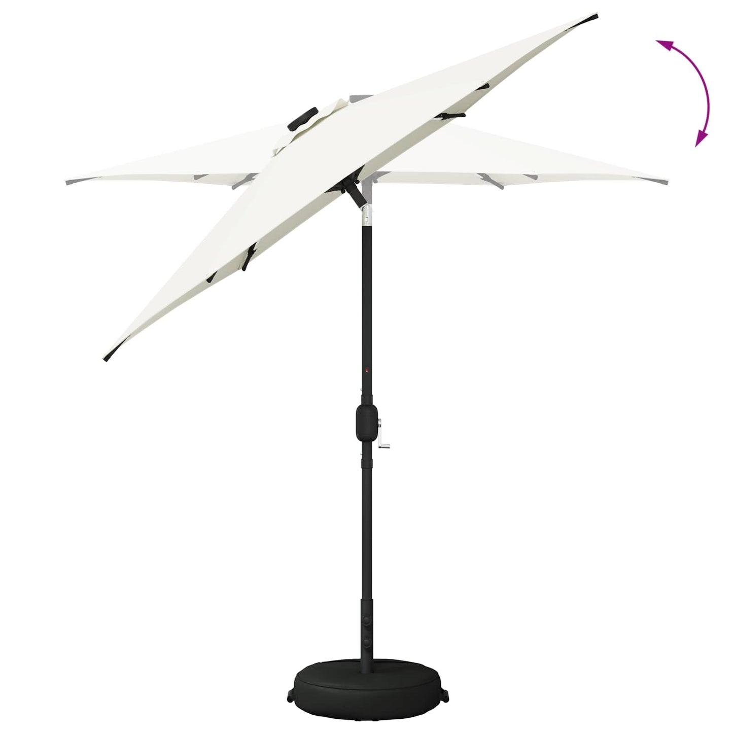 Hageparasoll med LED-lamper 230 x 230 cm Polyester Krem