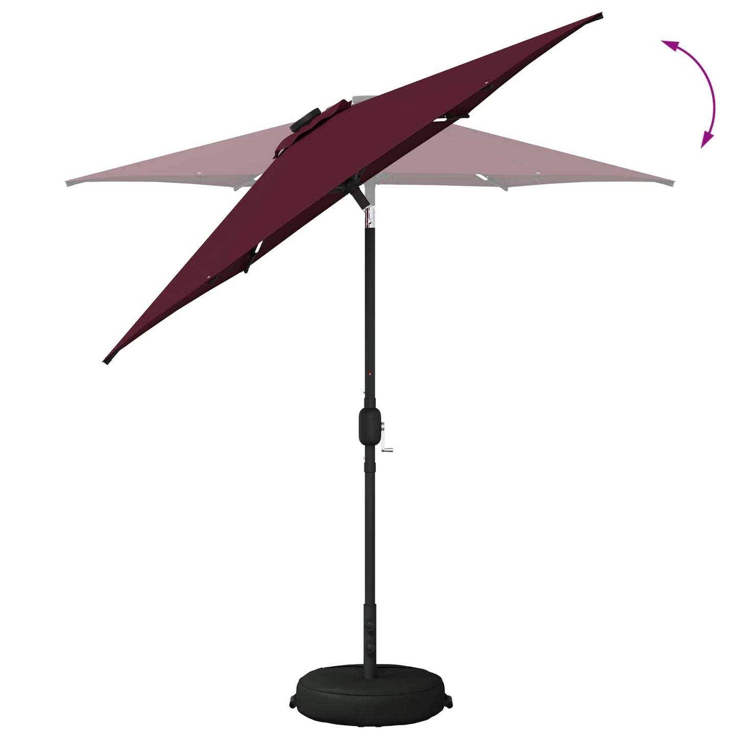 Hageparasoll med LED-lamper 230 x 230 cm Polyester Bordeaux Rød