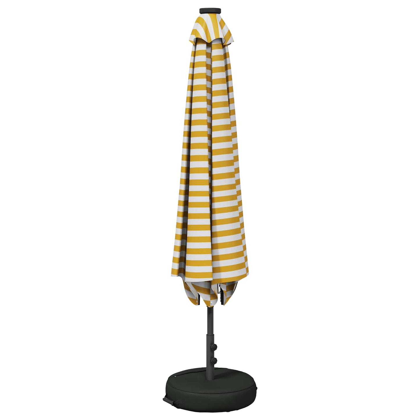 Hageparasoll med LED-lamper 230 x 230 cm Polyester Gul og hvit
