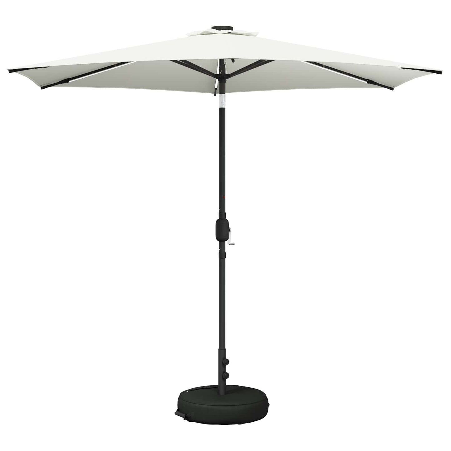 Hageparasol med LED-lamper og fot 270 x 270 cm Polyester Krem