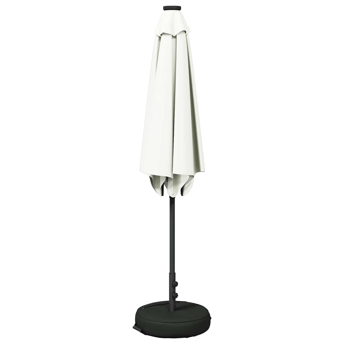 Hageparasol med LED-lamper og fot 270 x 270 cm Polyester Krem