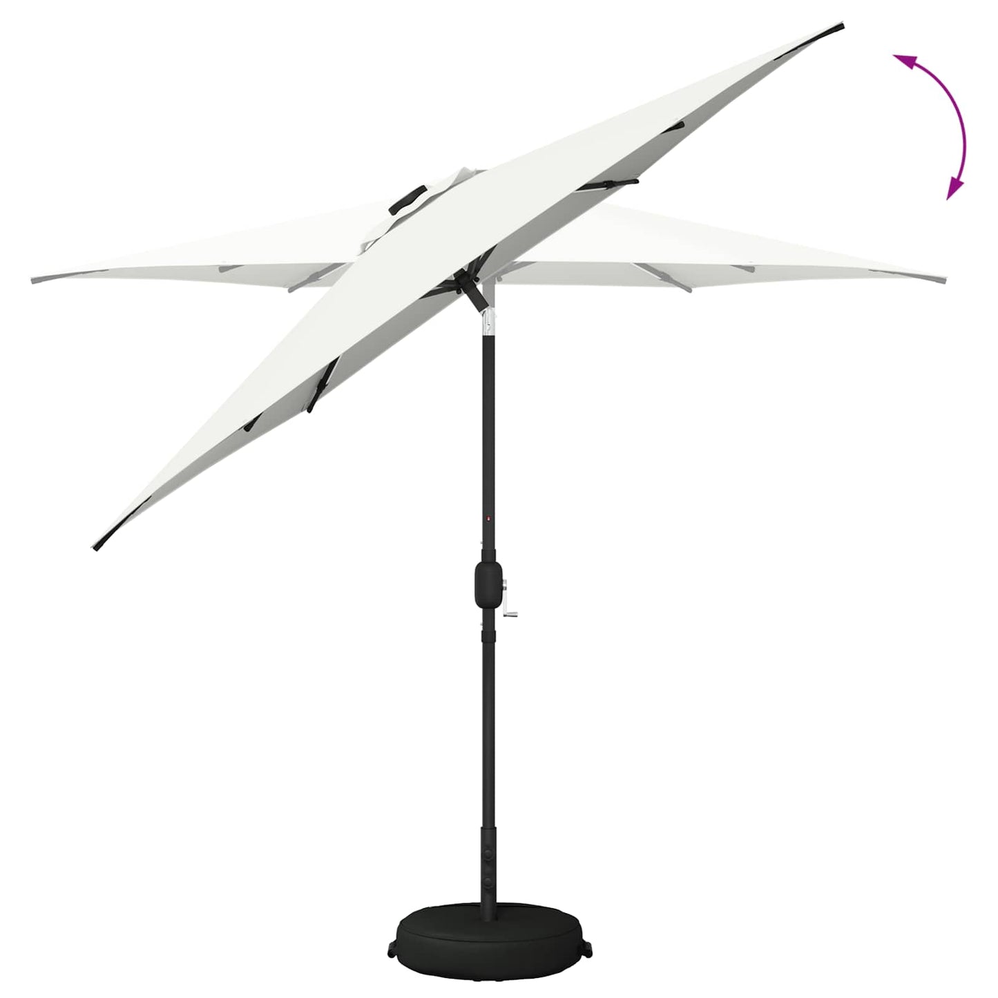 Hageparasol med LED-lamper og fot 270 x 270 cm Polyester Krem