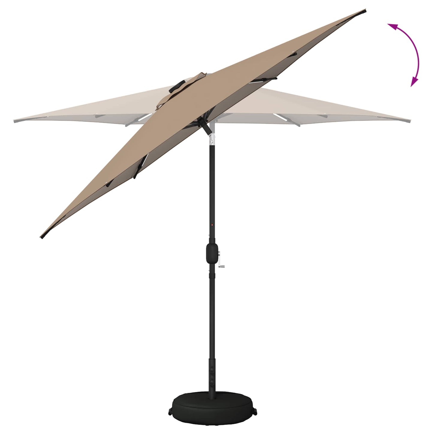 Hageparasol med LED-lamper og fot 270 x 270 cm Polyester