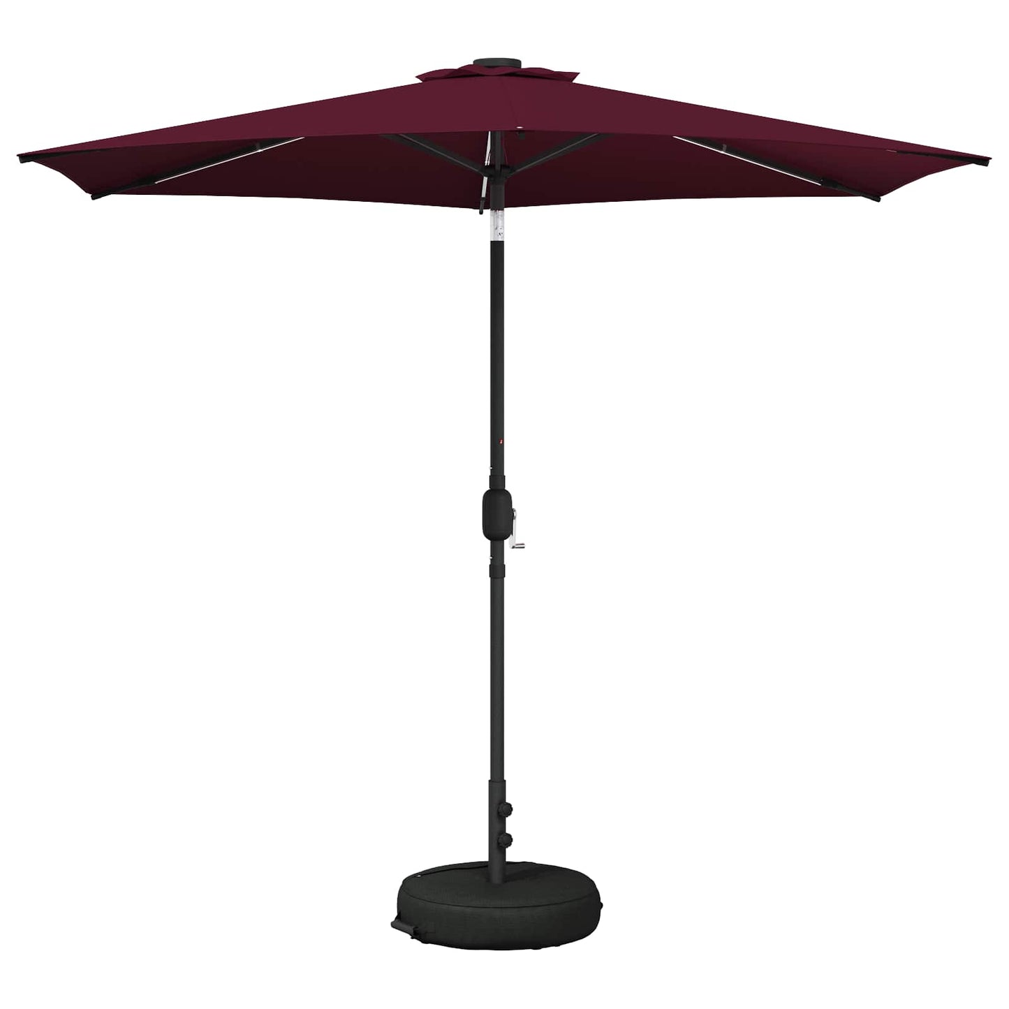Hageparasoll med LED-lamper 270 x 270 cm Polyester Bordeaux Rød