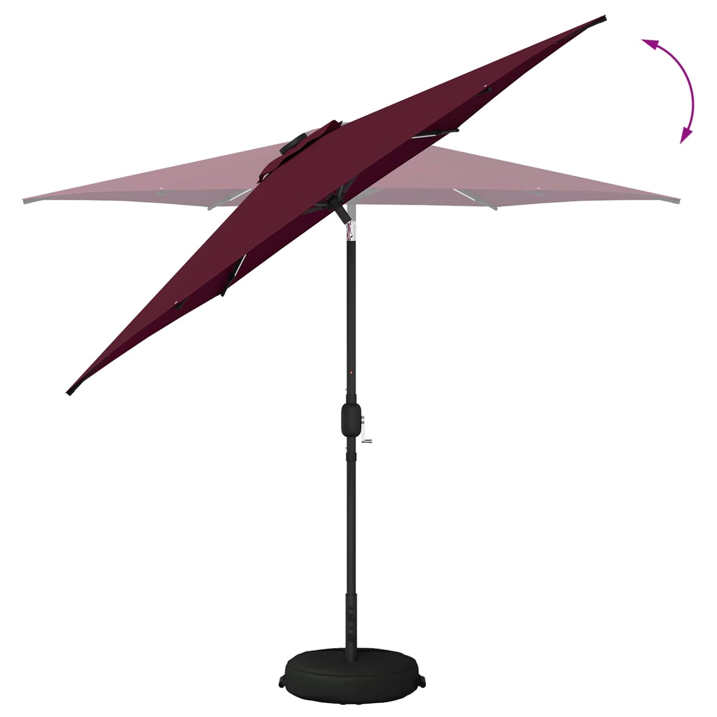 Hageparasoll med LED-lamper 270 x 270 cm Polyester Bordeaux Rød