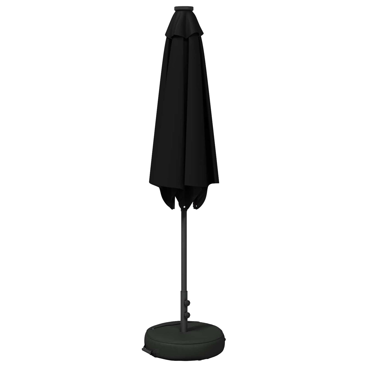 Hageparasol med LED-lamper og fot 270 x 270 cm Polyester Svart