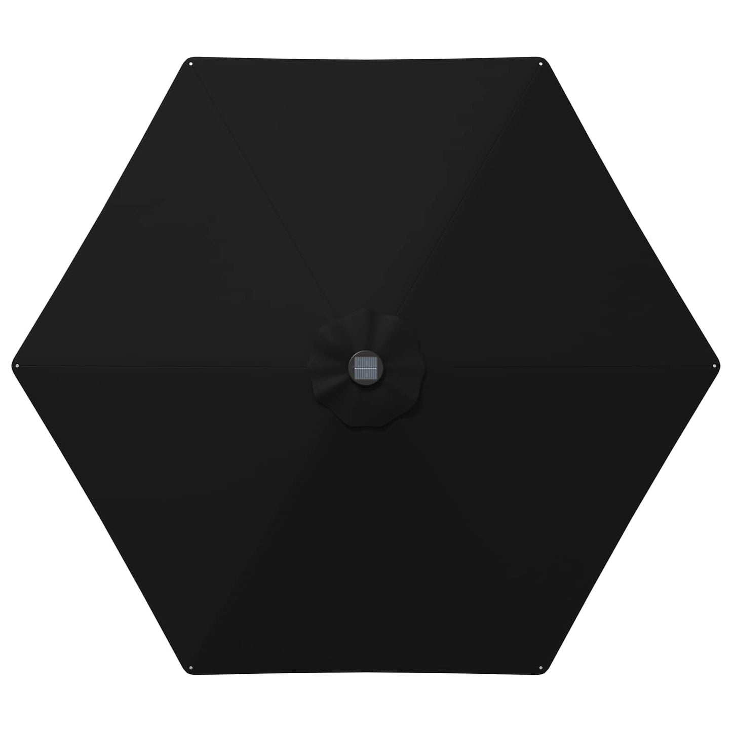 Hageparasol med LED-lamper og fot 270 x 270 cm Polyester Svart
