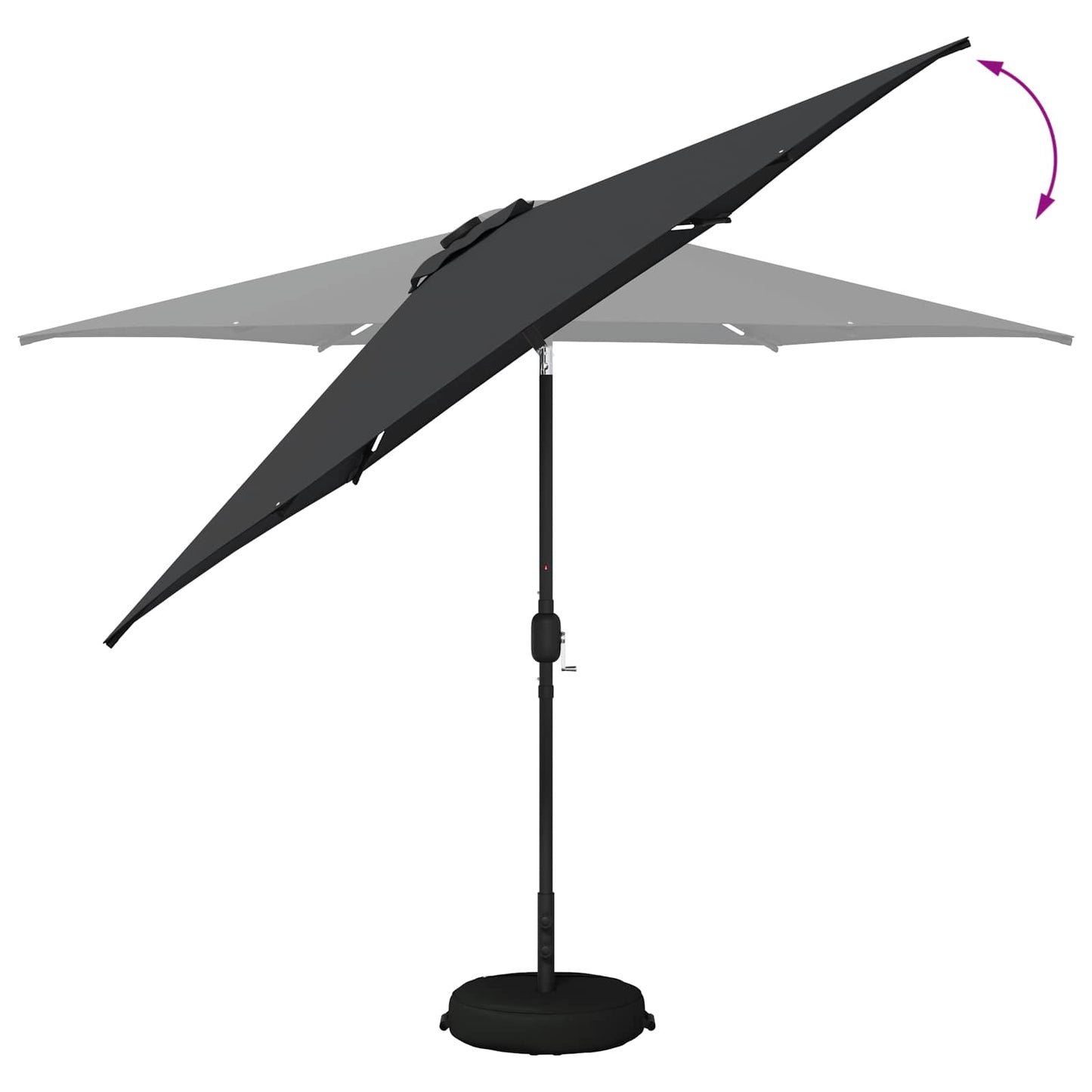 Hageparasol med LED-lamper og fot 300 x 300 cm Polyester