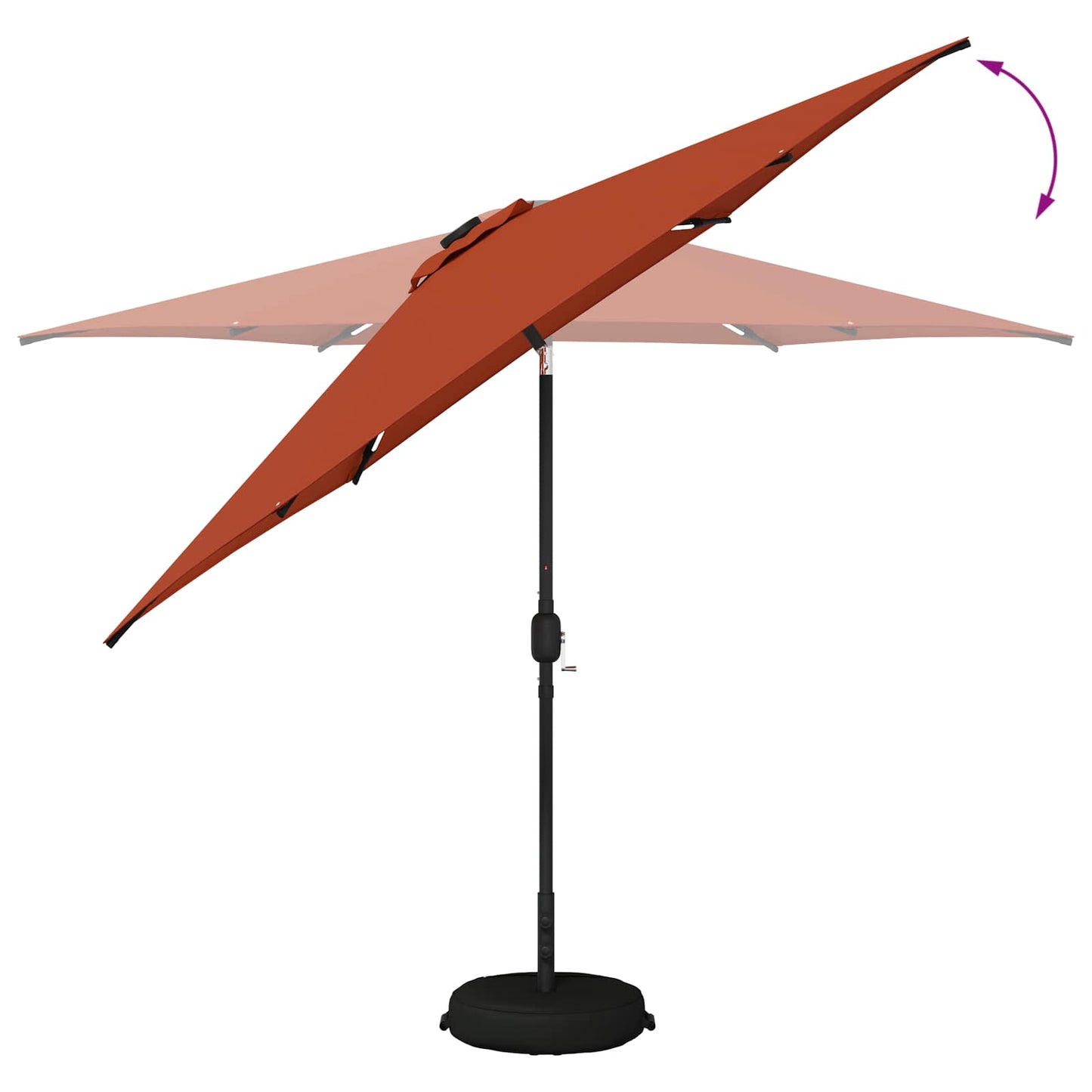 Hageparasol med LED-lamper og fot 300 x 300 cm Polyester