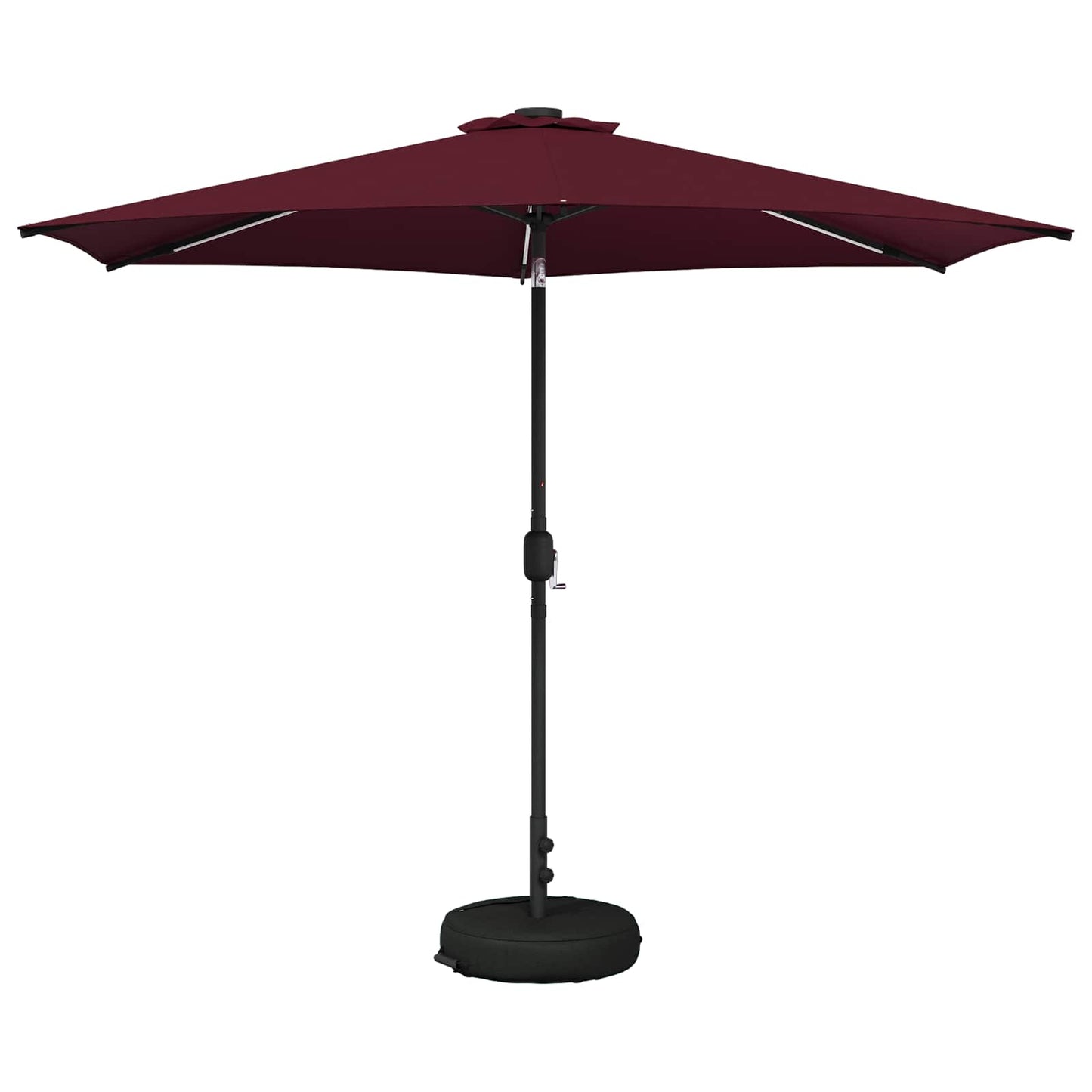 Hageparasoll med LED-lamper 300 x 300 cm Polyester Bordeaux Rød