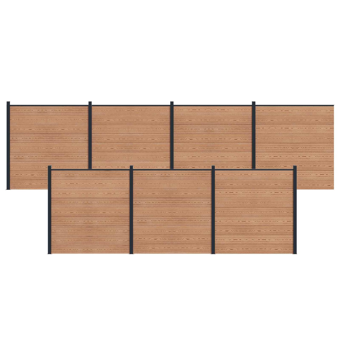 Gjerdeplate 7 pcs WPC og Aluminium Brun