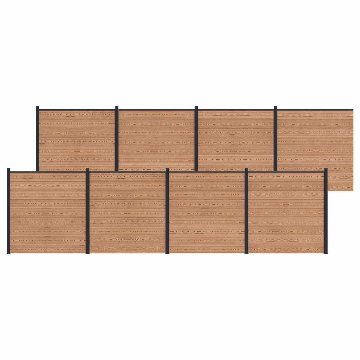 Gjerdeplate 8 pcs WPC og Aluminium Brun