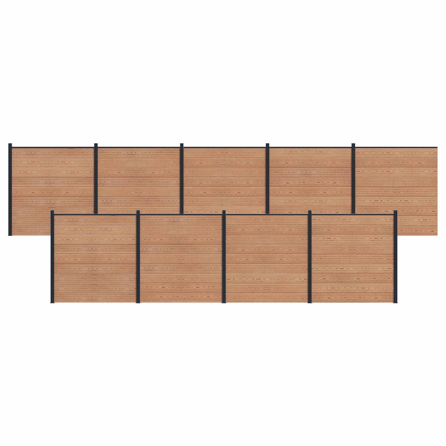 Gjerdeplate 9 pcs WPC og Aluminium Brun