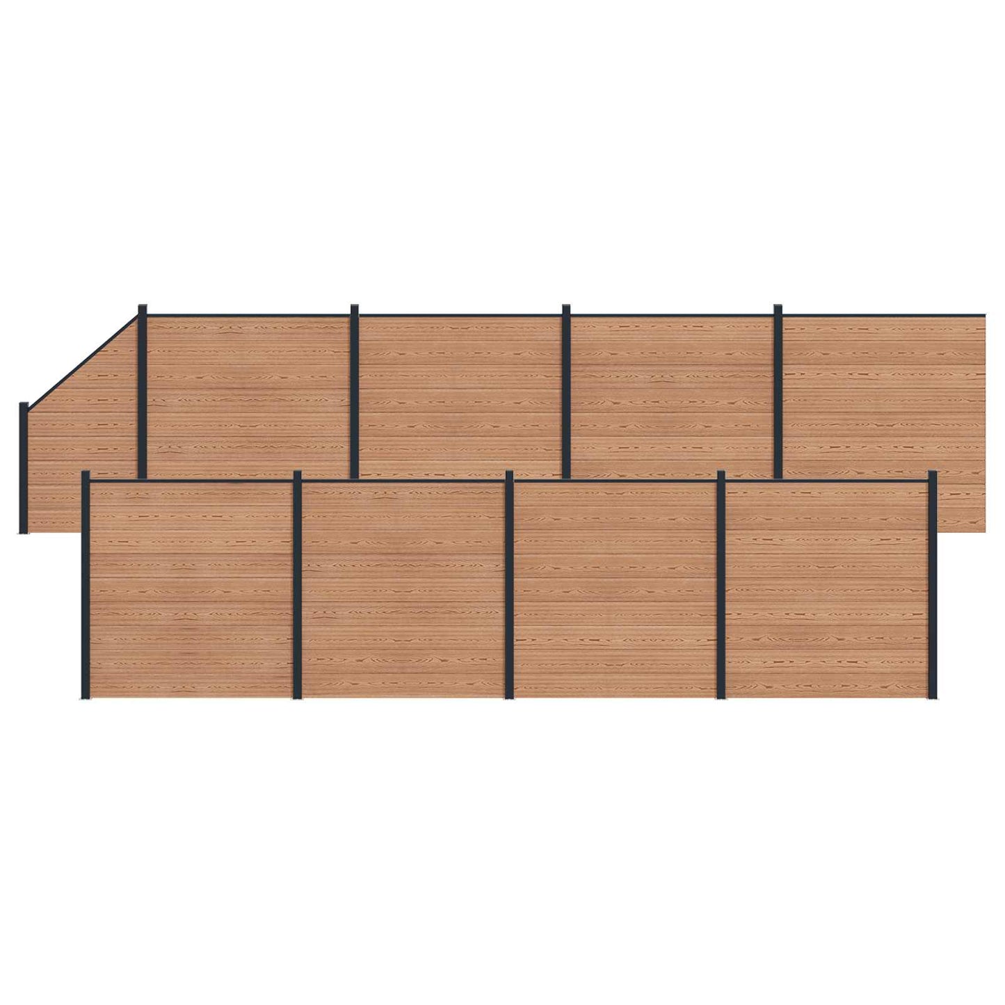 Gjerdeplate 9 pcs WPC og Aluminium Brun