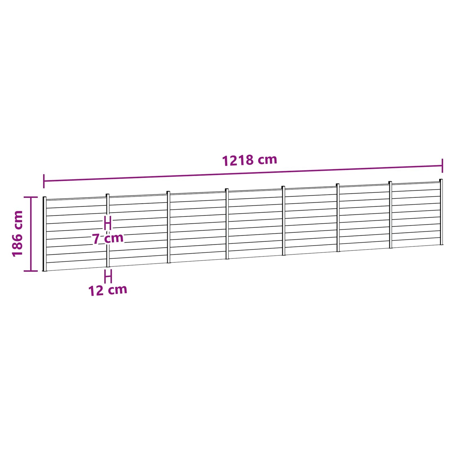 Gjerdeplate 7 pcs WPC og Aluminium Grå