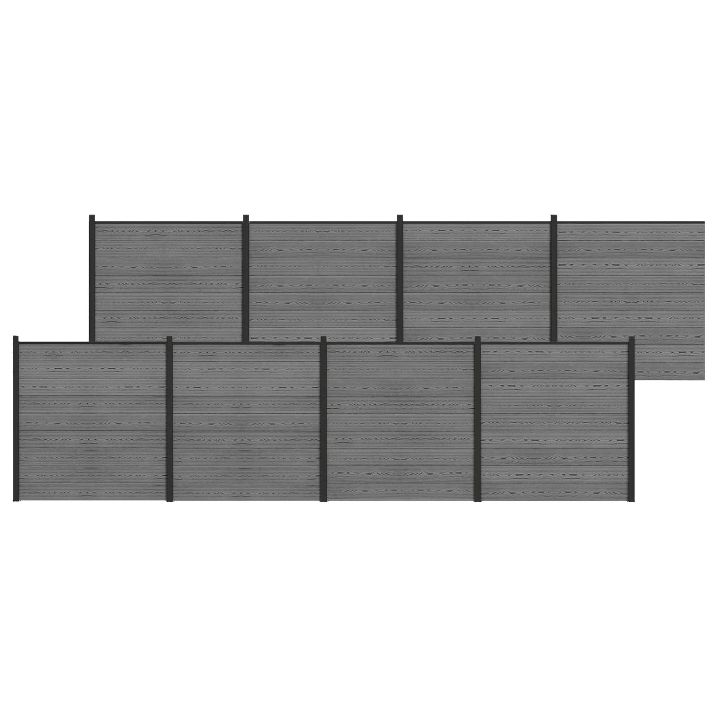 Gjerdesett 1391 x 186 cm WPC og Aluminium Grå