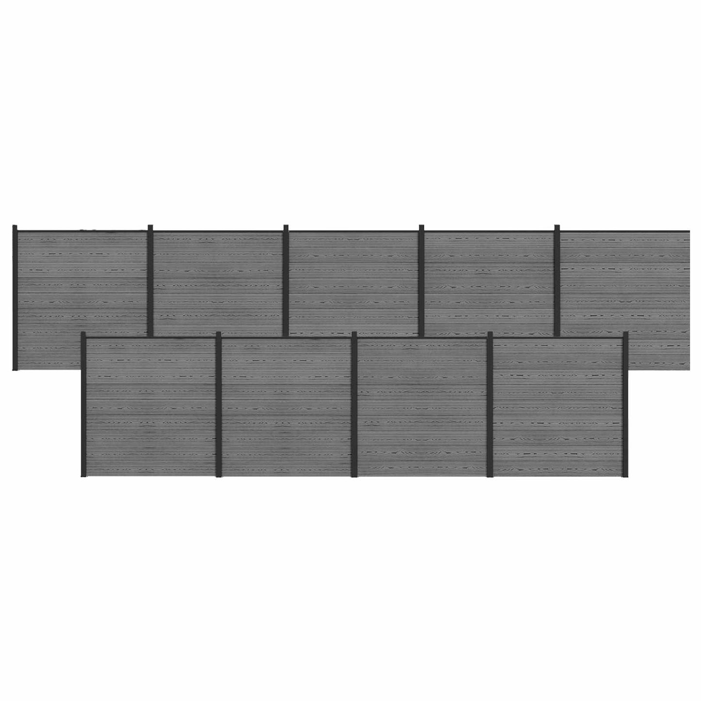 Gjerdesett 1564 x 186 cm WPC og Aluminium Grå