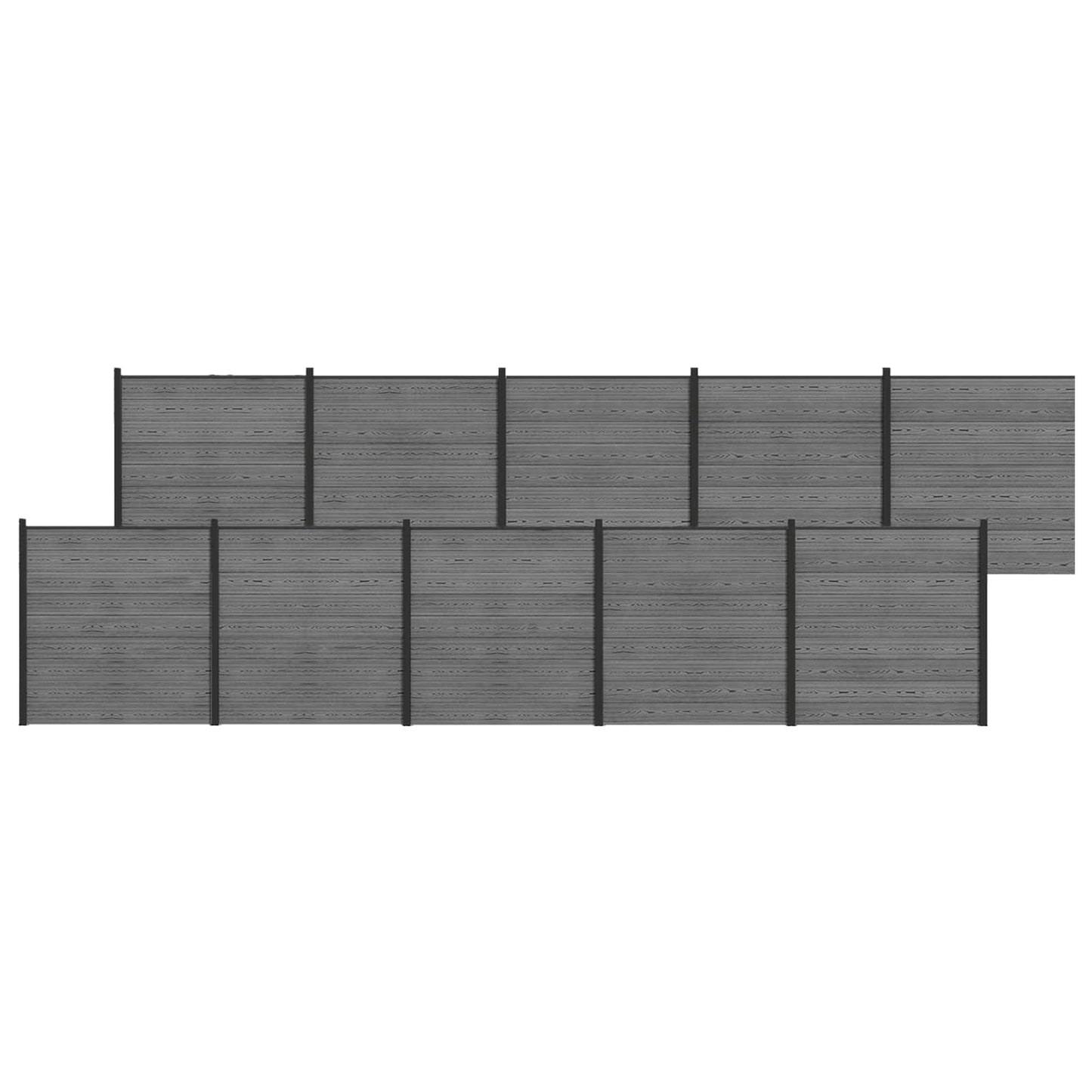 Gjerdesett 1737 x 186 cm WPC og Aluminium Grå