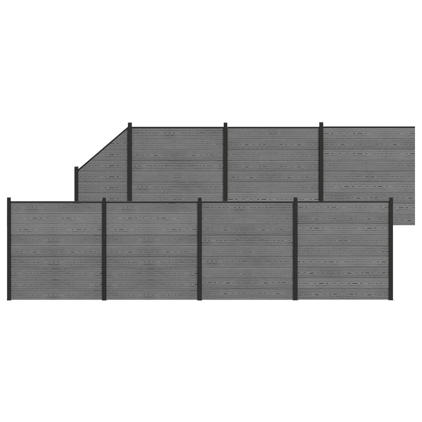 Gjerdesett 1311 x 186 cm WPC og Aluminium Grå
