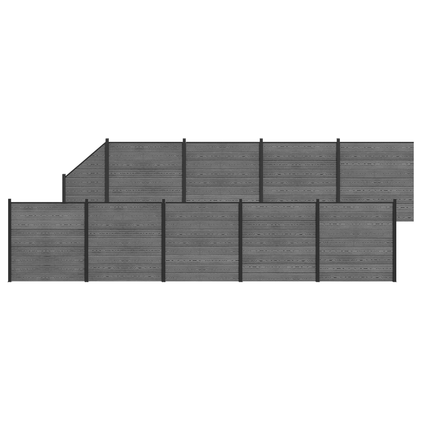 Gjerdeplate 10 pcs WPC og Aluminium Grå