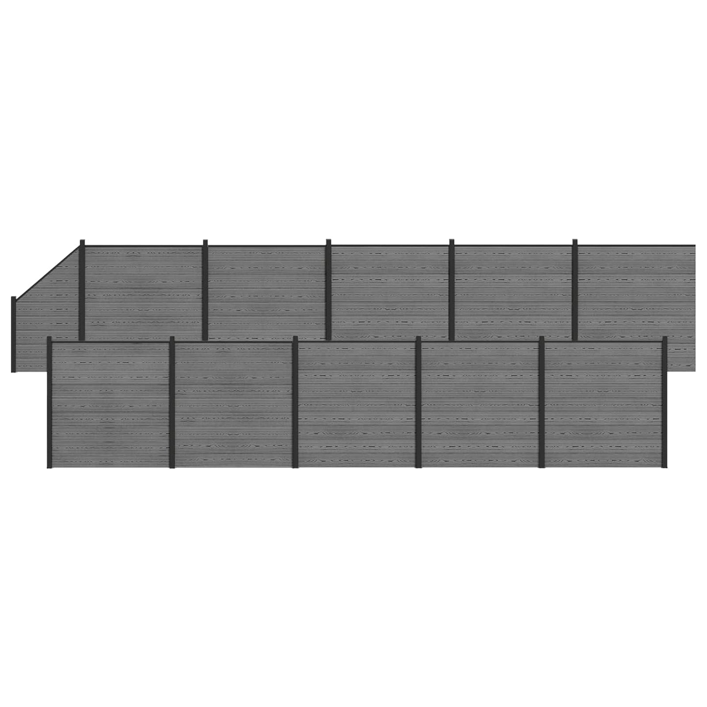 Gjerdesett 1830 x 186 cm WPC og Aluminium Grå
