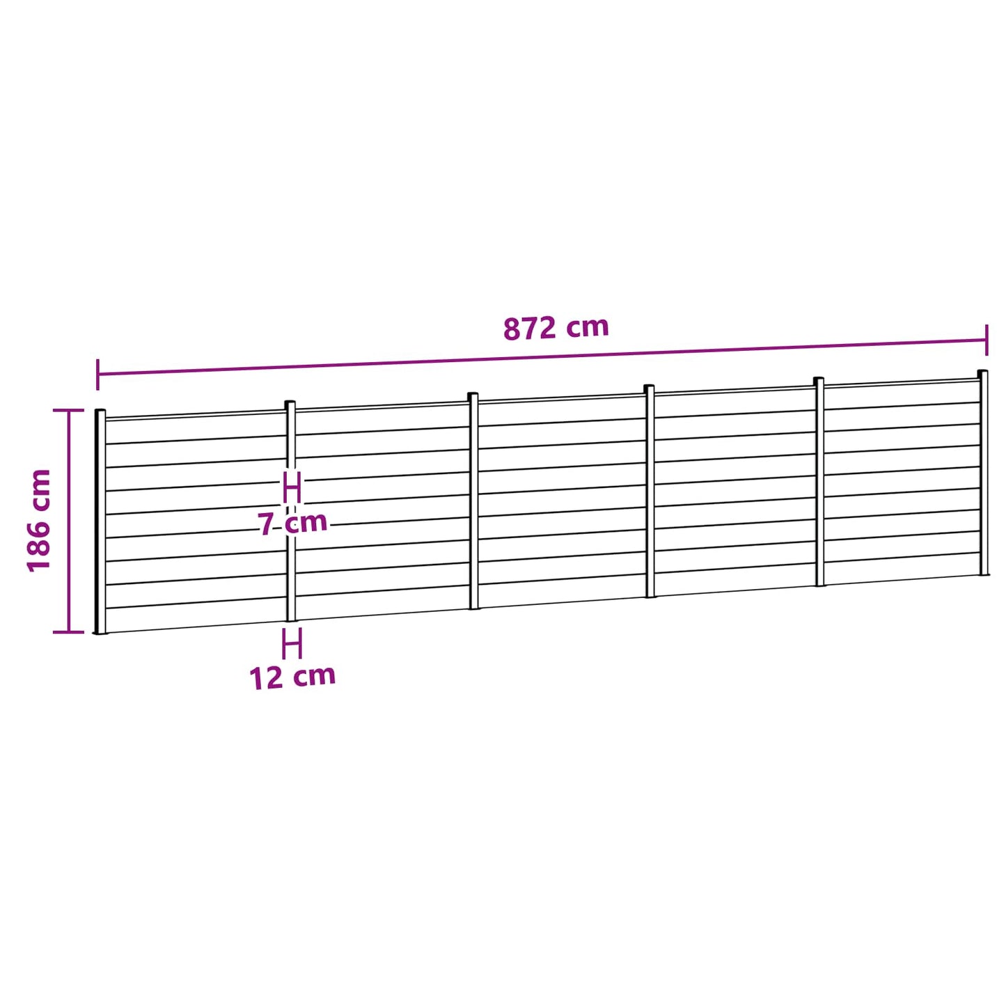 Gjerdeplate 5 pcs WPC og Aluminium Svart