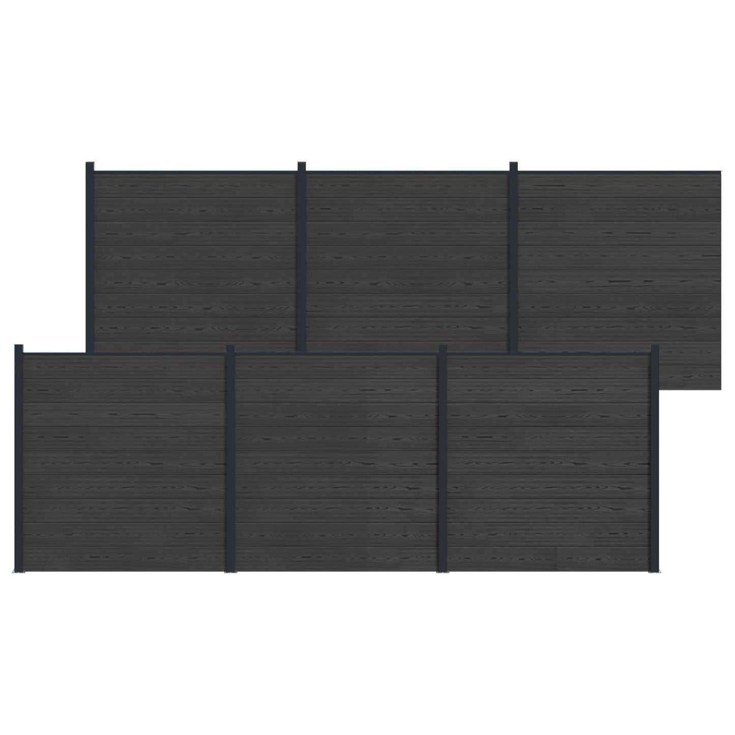Gjerdeplate 6 pcs WPC og Aluminium Svart
