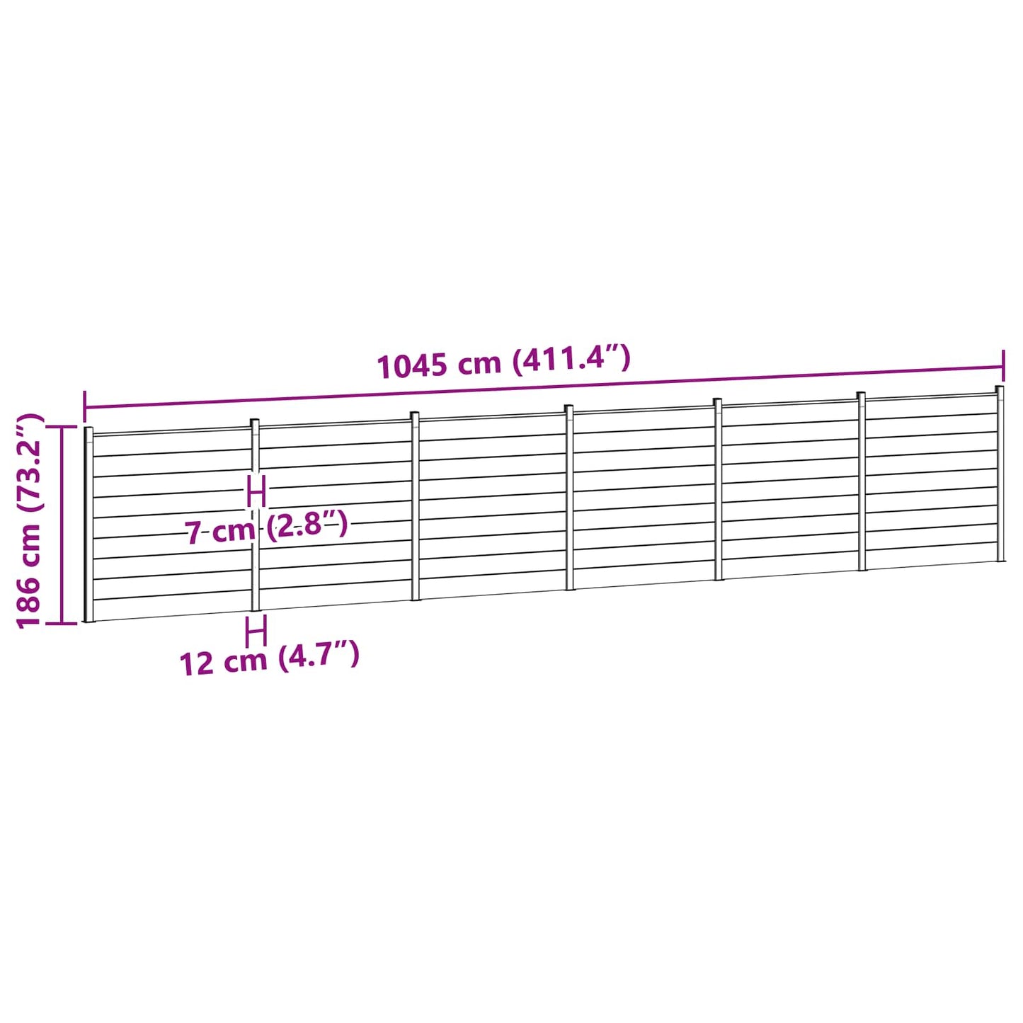 Gjerdeplate 6 pcs WPC og Aluminium Svart