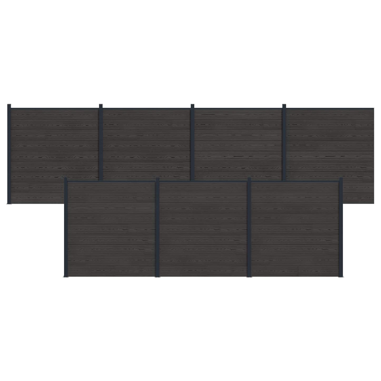 Gjerdeplate 7 pcs WPC og Aluminium Svart
