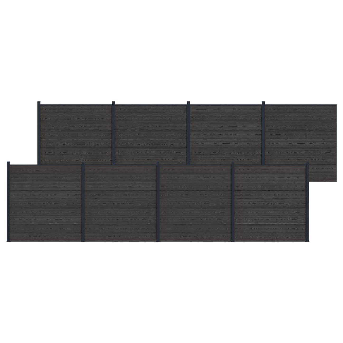 Gjerdeplate 8 pcs WPC og Aluminium Svart