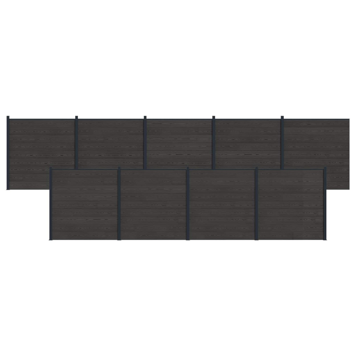Gjerdeplate 9 pcs WPC og Aluminium Svart