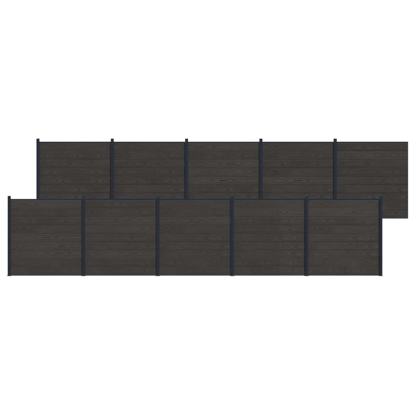 Gjerdeplate 10 pcs WPC og Aluminium Svart