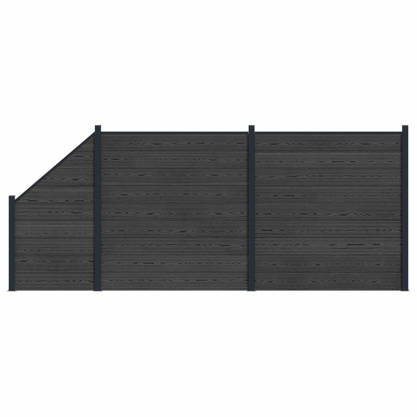 Gjerdeplate 3 pcs WPC og Aluminium Svart
