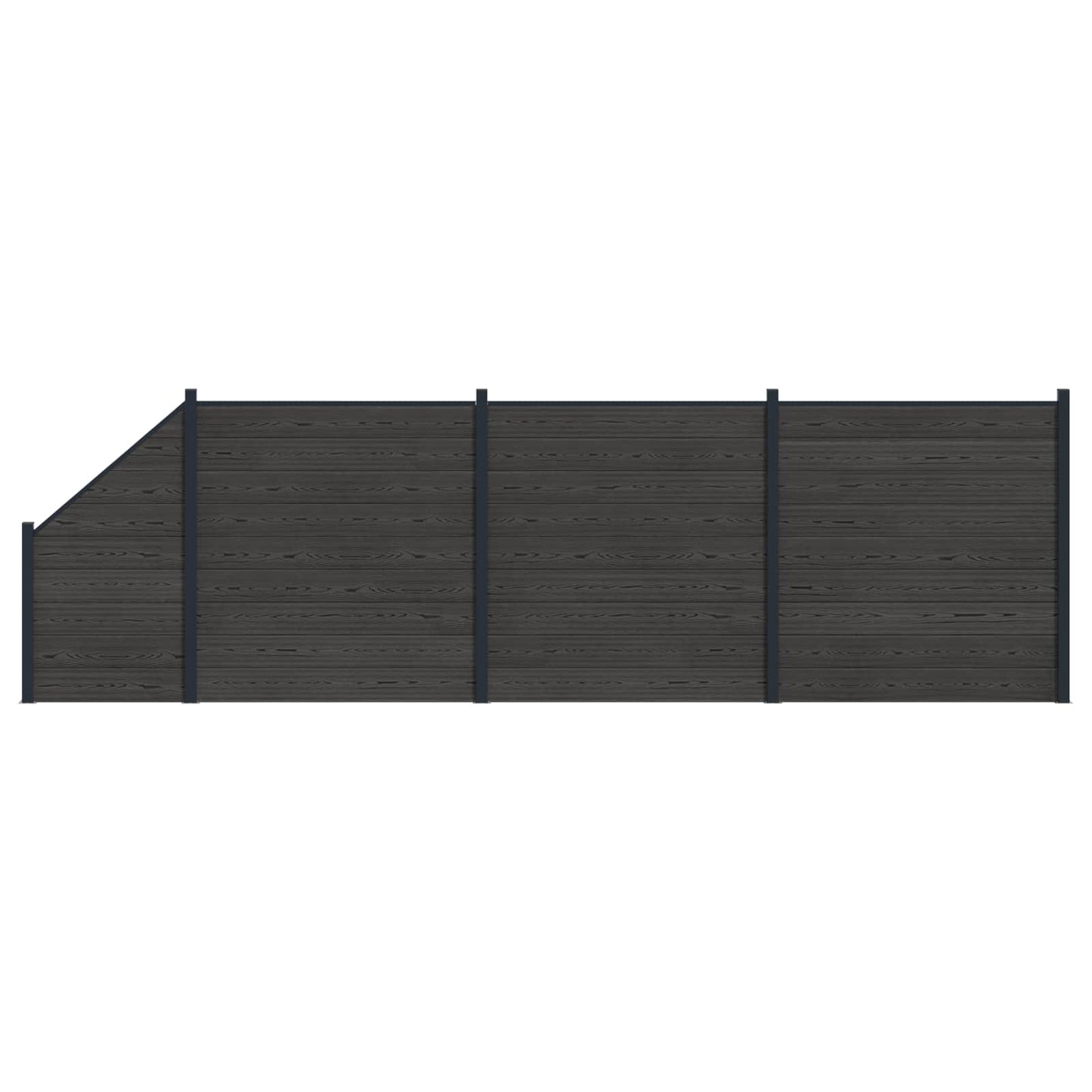 Gjerdeplate 4 pcs WPC og Aluminium Svart