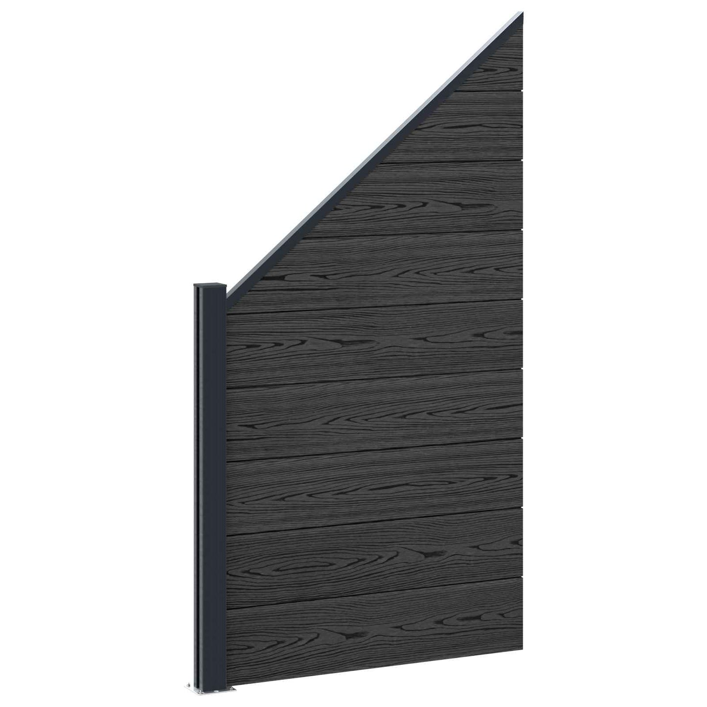Gjerdeplate 4 pcs WPC og Aluminium Svart