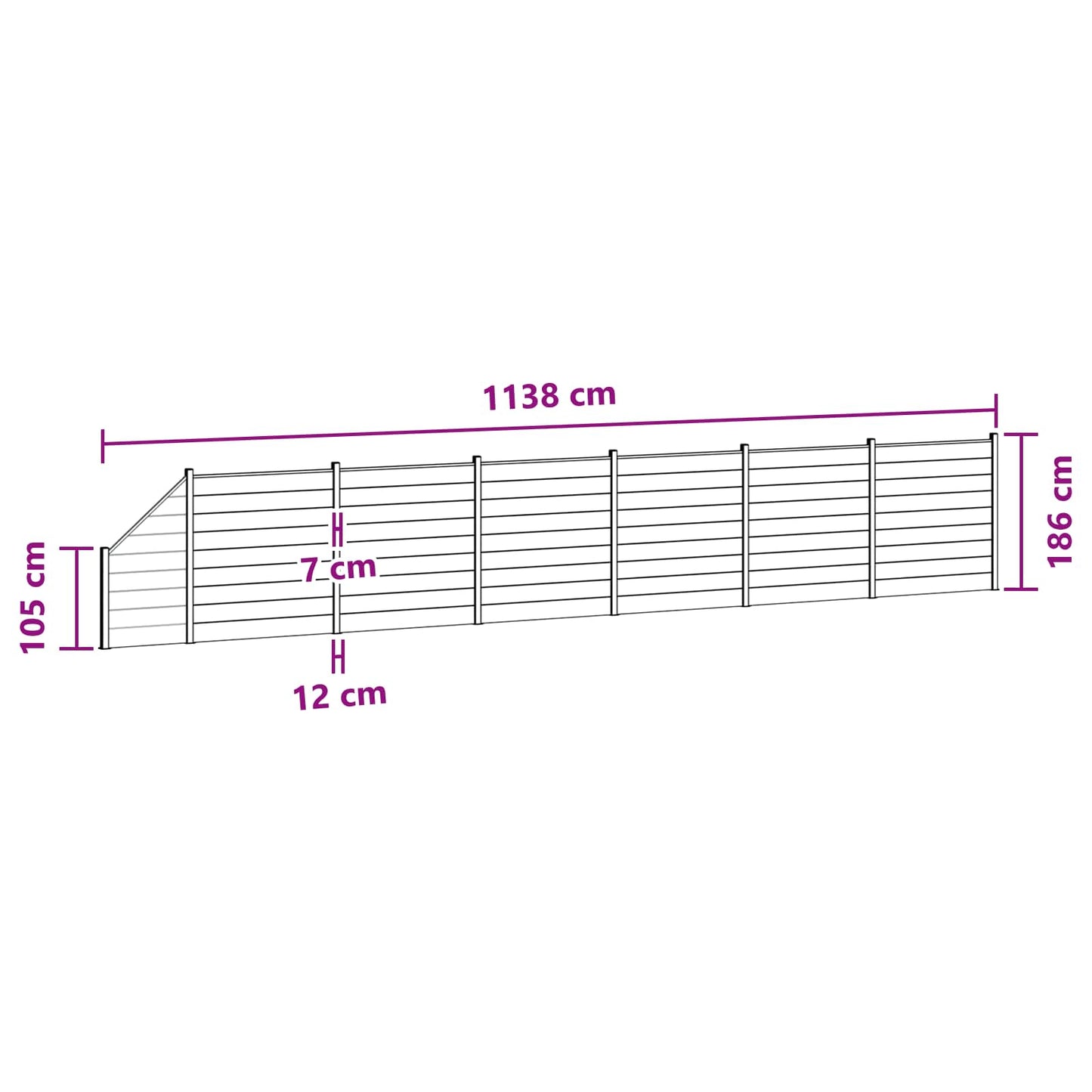 Gjerdeplate 7 pcs WPC og Aluminium Svart