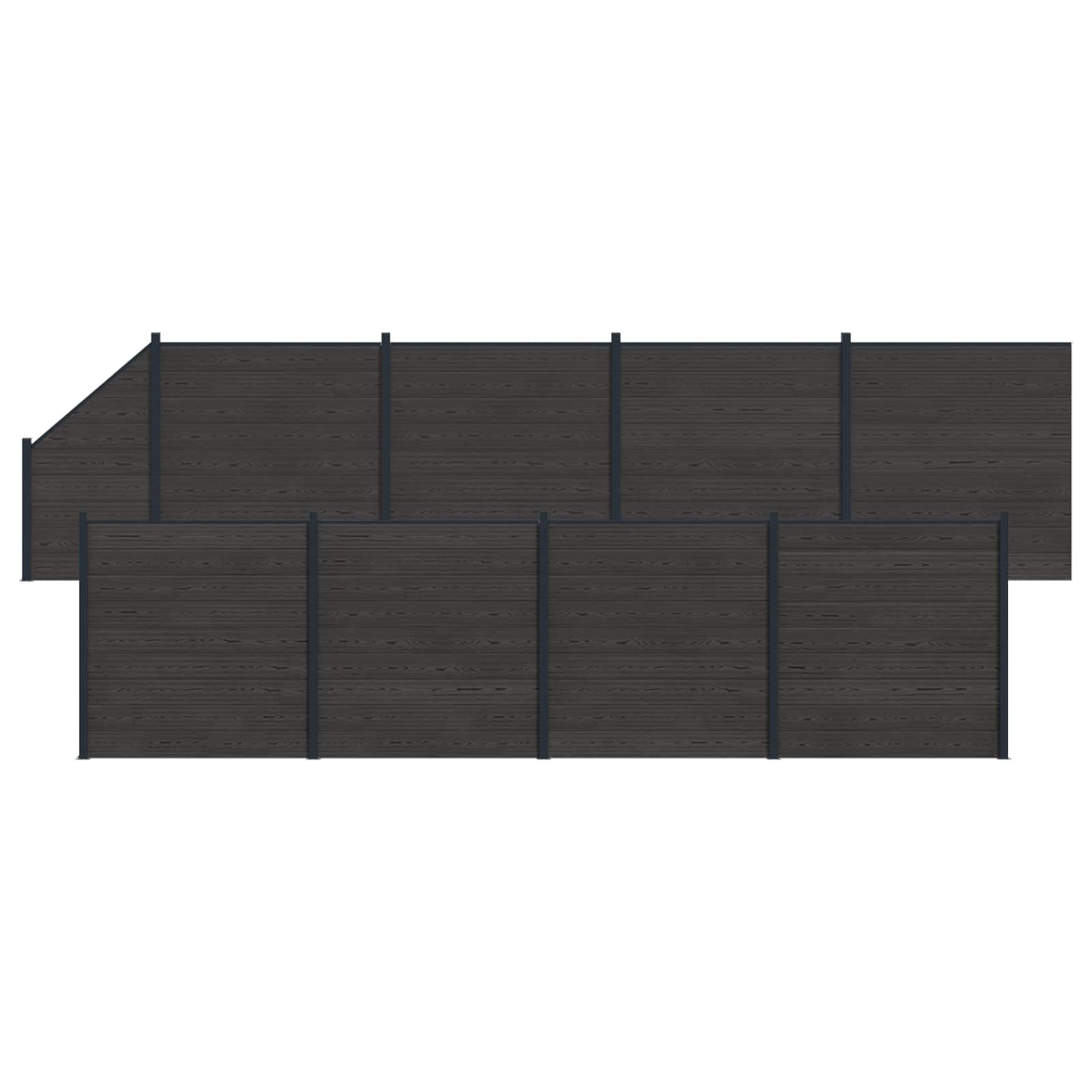 Gjerdeplate 9 pcs WPC og Aluminium Svart