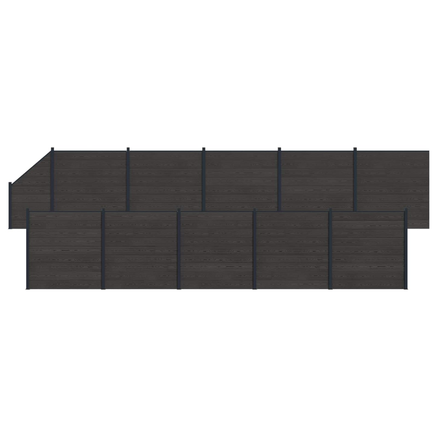 Gjerdeplate 11 pcs WPC og Aluminium Svart