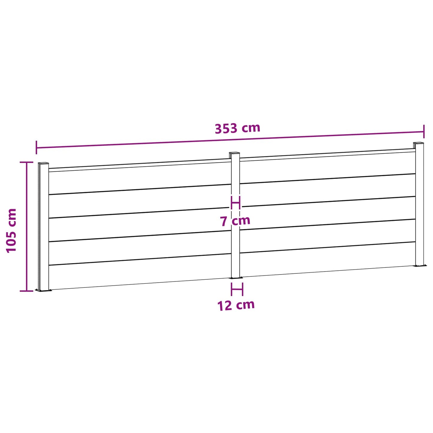 Gjerdeplate 2 pcs WPC og Aluminium Grå