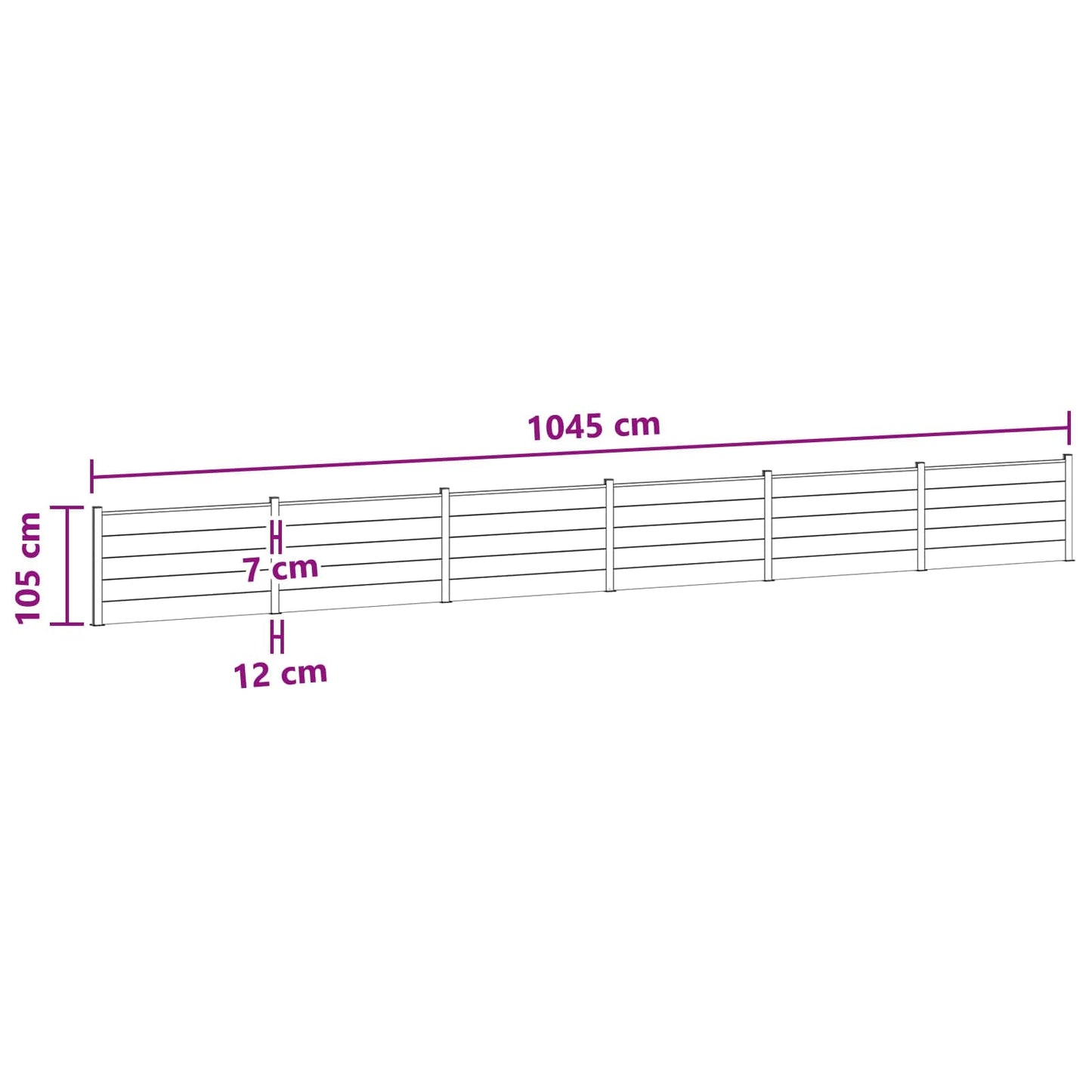 Gjerdeplate 6 pcs WPC og Aluminium Svart