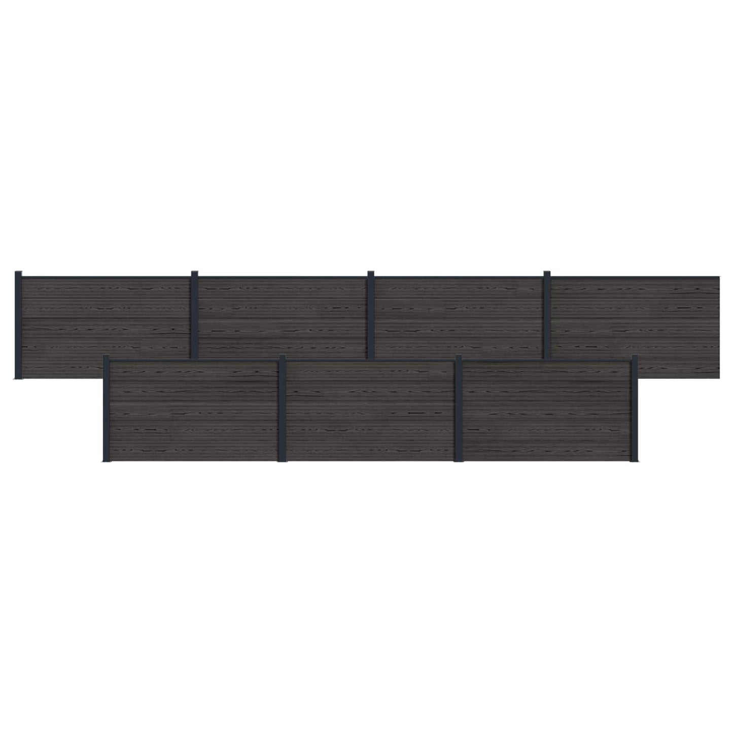 Gjerdeplate 7 pcs WPC og Aluminium Svart