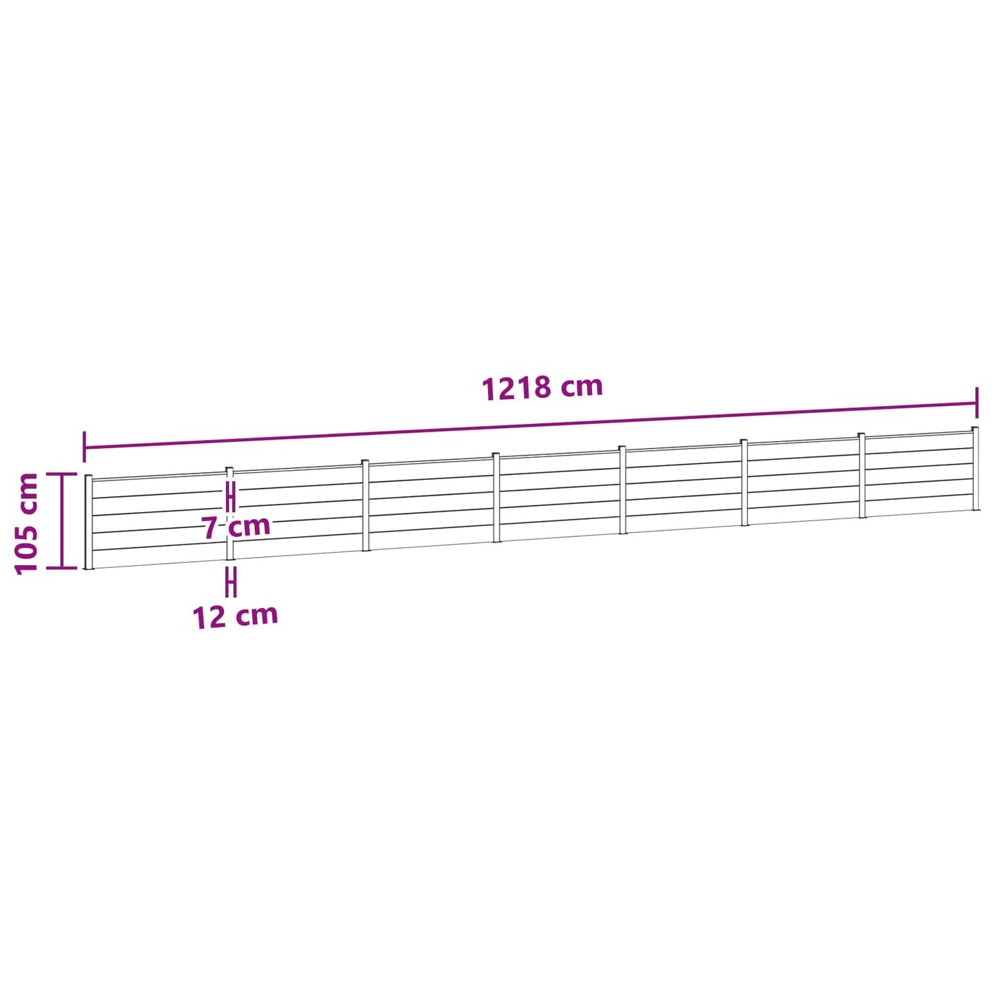 Gjerdeplate 7 pcs WPC og Aluminium Svart