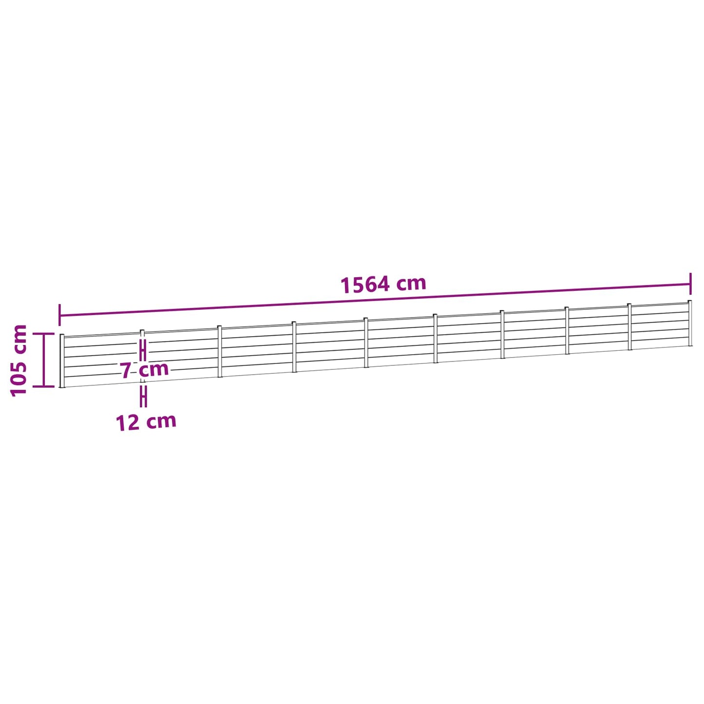 Gjerdeplate 9 pcs WPC og Aluminium Svart