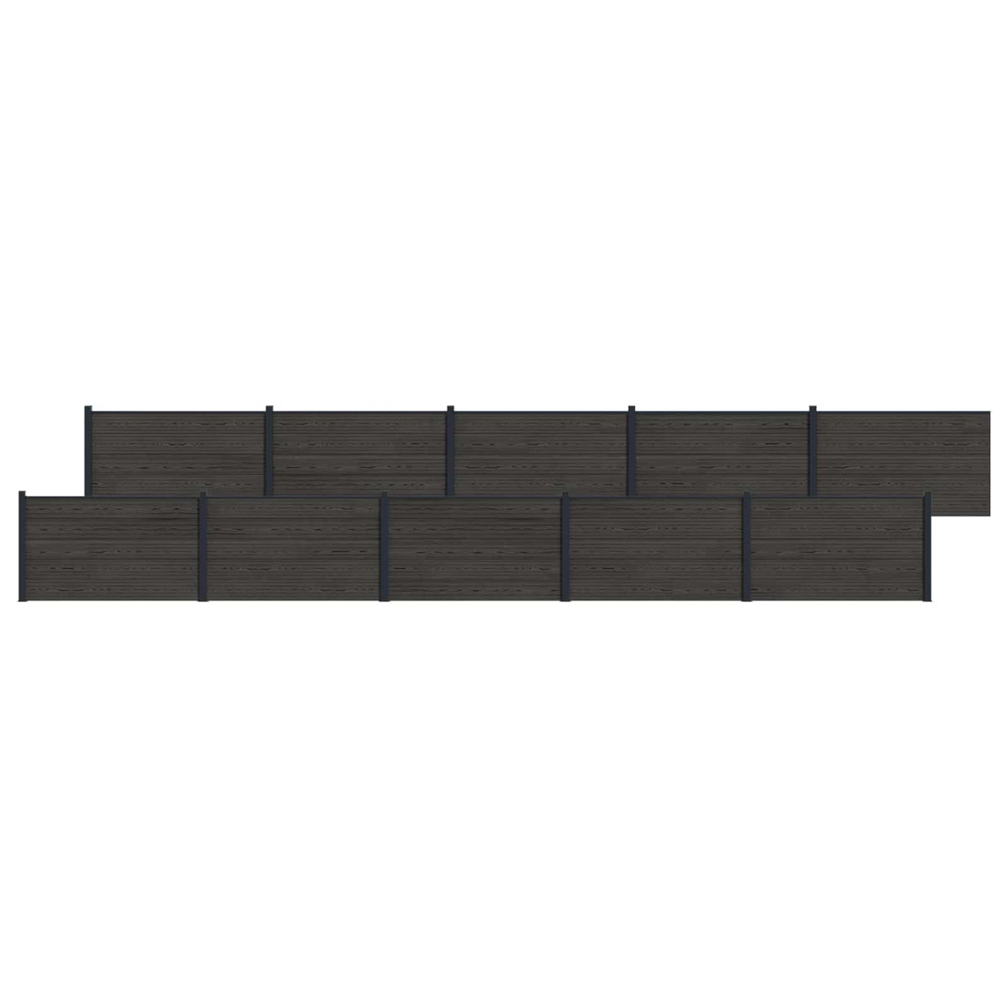 Gjerdeplate 10 pcs WPC og Aluminium Svart