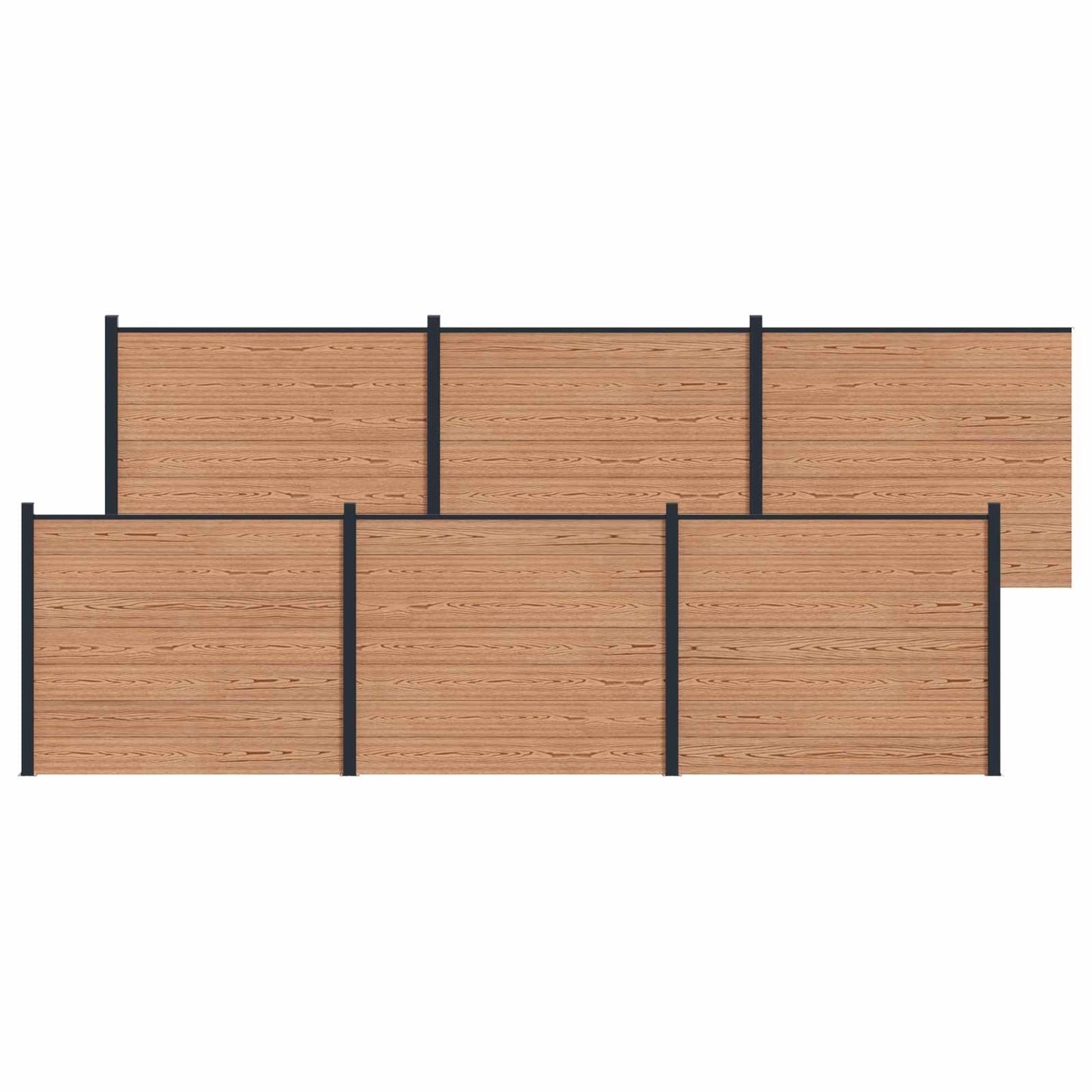 Gjerdeplate 6 pcs WPC og Aluminium Brun