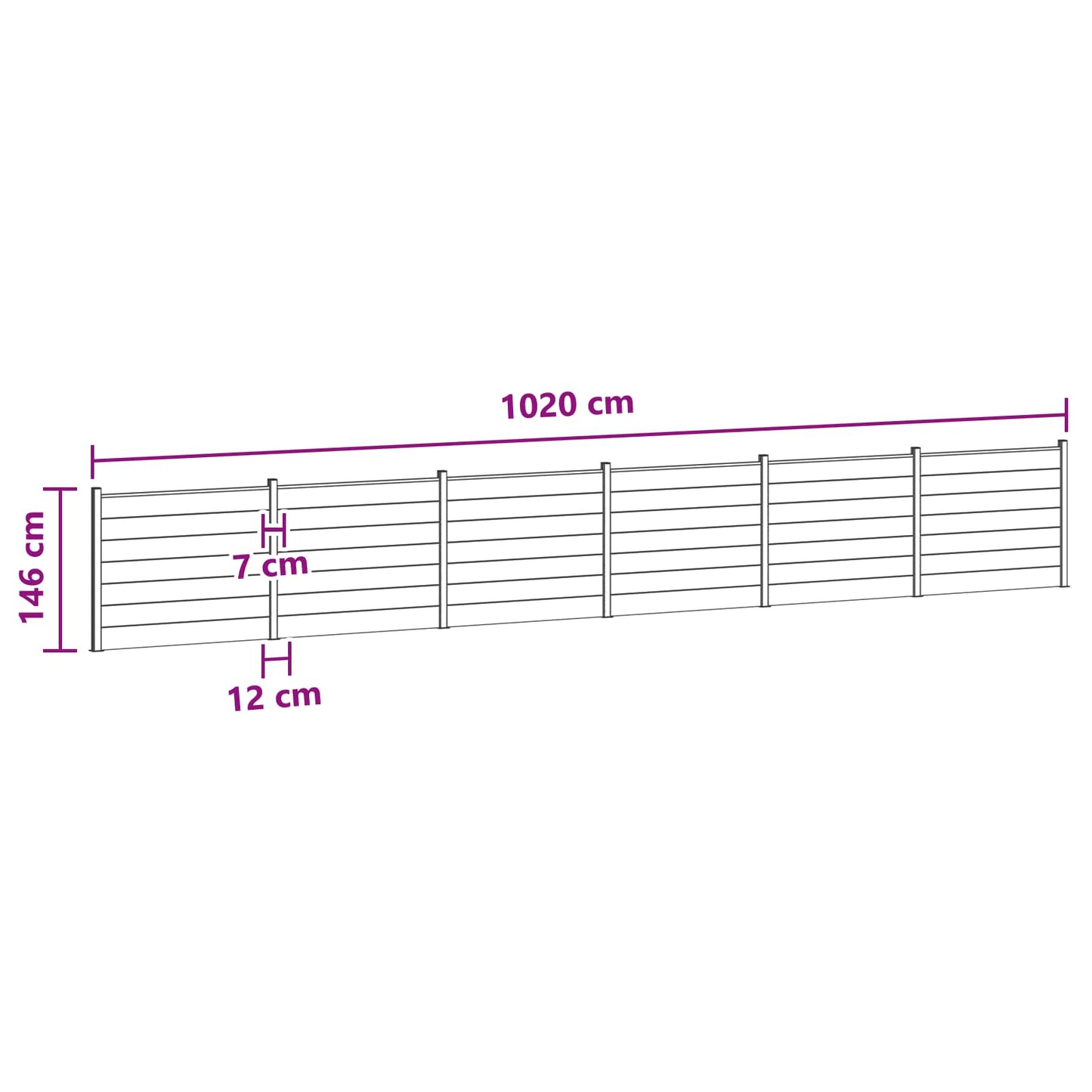 Gjerdeplate 6 pcs WPC og Aluminium Brun