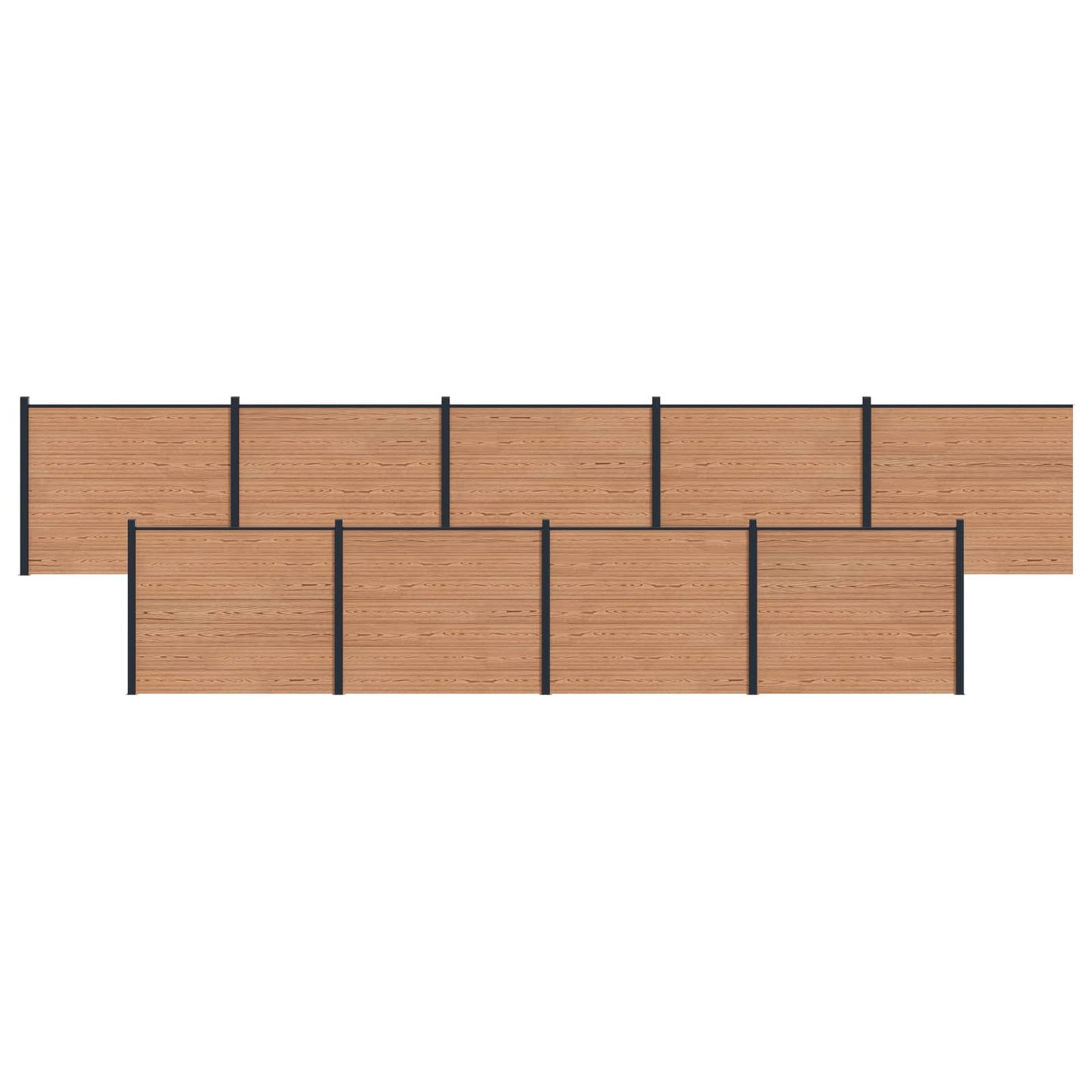 Gjerdeplate 9 pcs WPC og Aluminium Brun