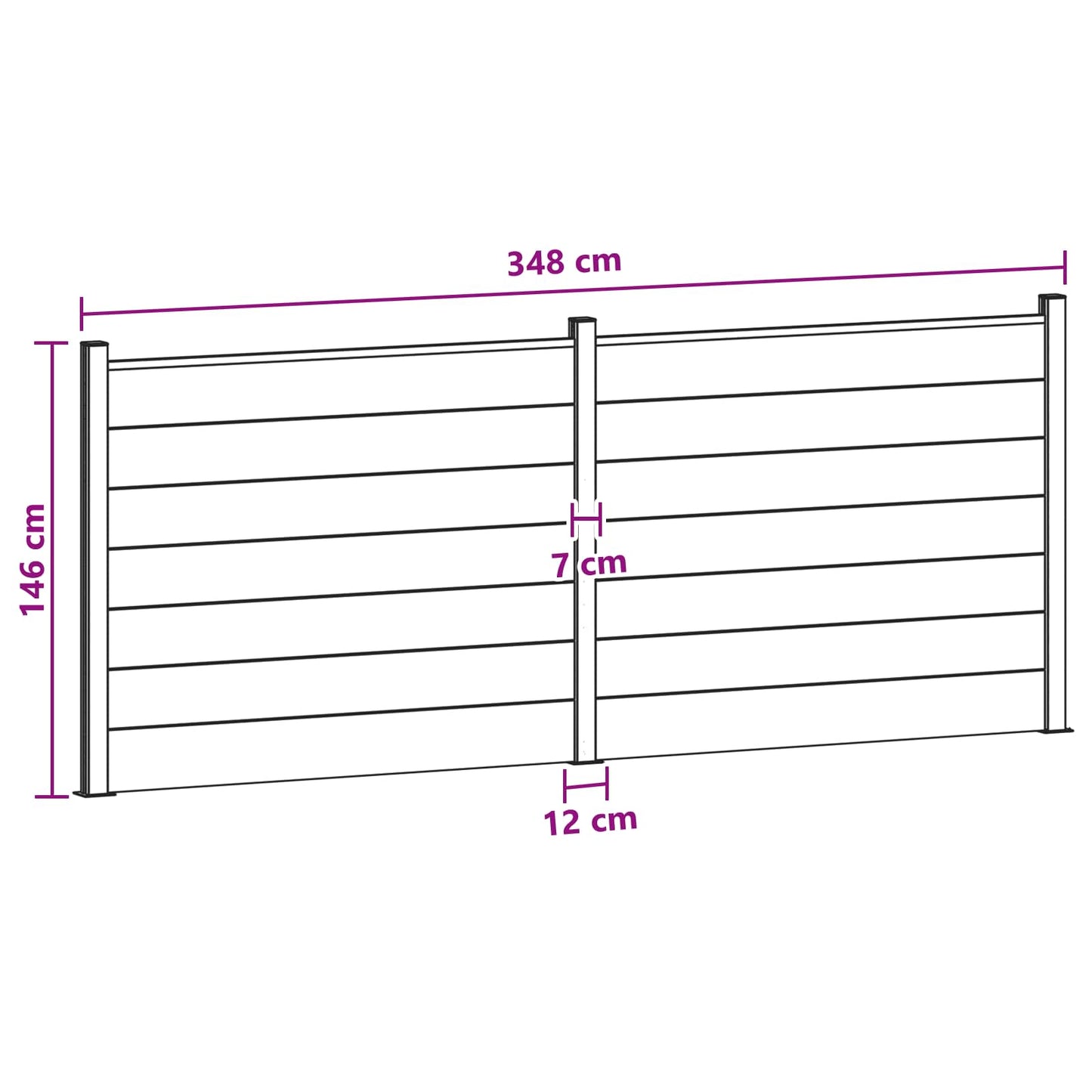 Gjerdeplate 2 pcs WPC og Aluminium Svart